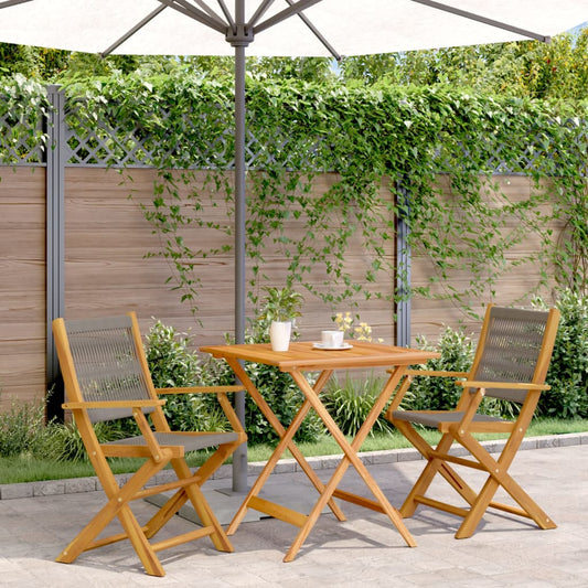 Bistro Set | Grey | Solid Acacia wood | Compact | Foldable | Bistro Set
