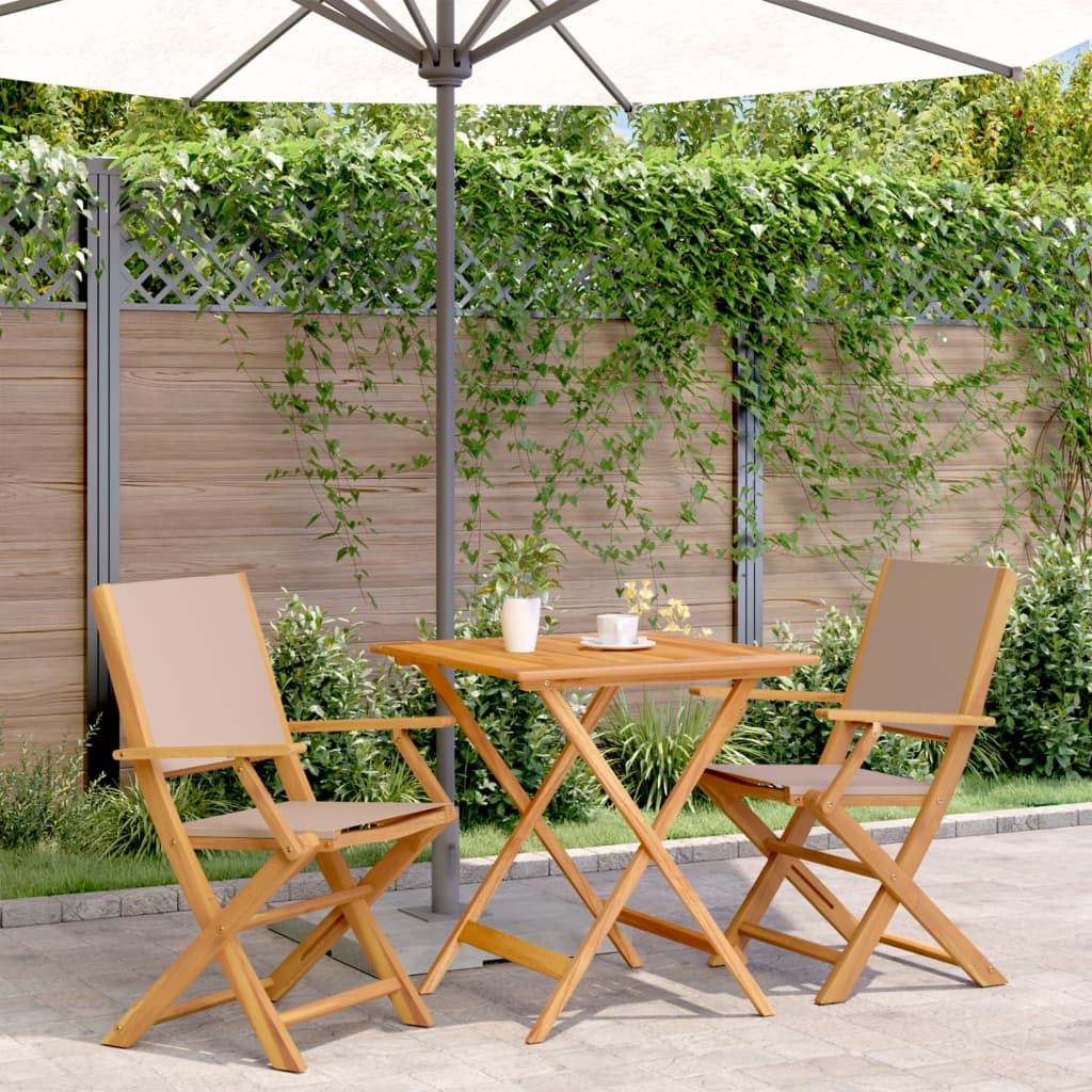 Bistro Set | Taupe | Solid acacia wood | Medium | Foldable | Bistro Set
