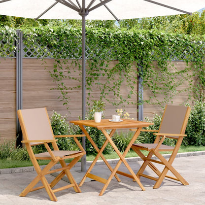 Bistro Set | Taupe | Solid acacia wood | Medium | Foldable | Bistro Set