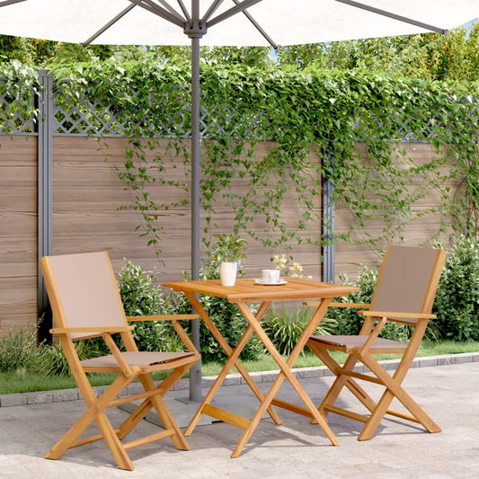 Bistro Set | Taupe | Solid acacia wood | Medium | Foldable | Bistro Set