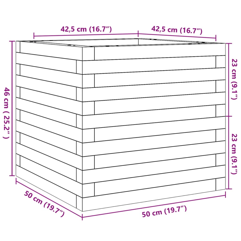 Garden Planter Wax Brown 50x50x46 cm Solid Wood Pine