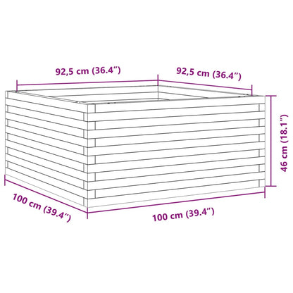 Garden Planter White 100x100x46 cm Solid Wood Pine