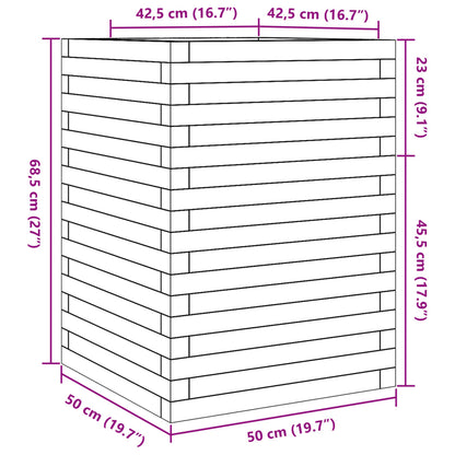 Garden Planter Wax Brown 50x50x68.5 cm Solid Wood Pine