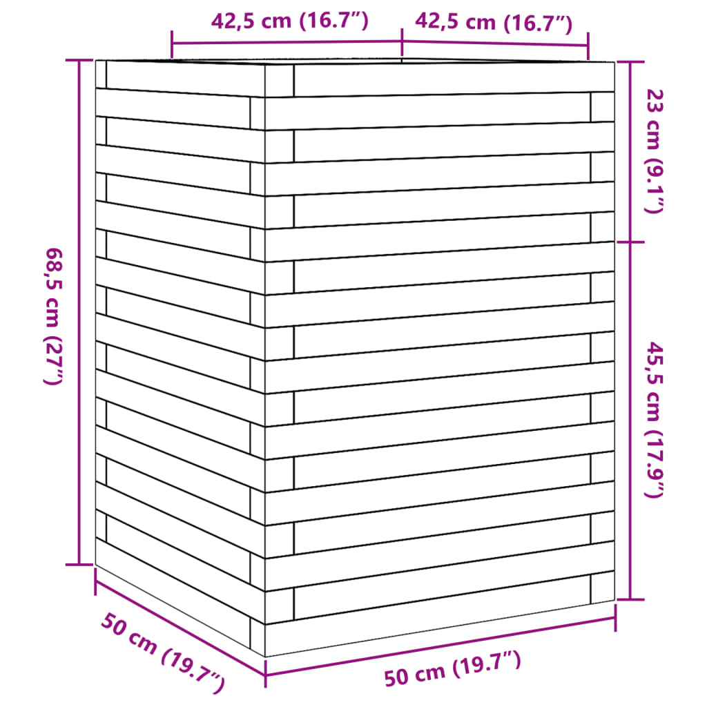 Garden Planter 50x50x68.5 cm Solid Wood Douglas