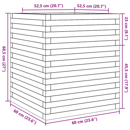 Garden Planter White 60x60x68.5 cm Solid Wood Pine