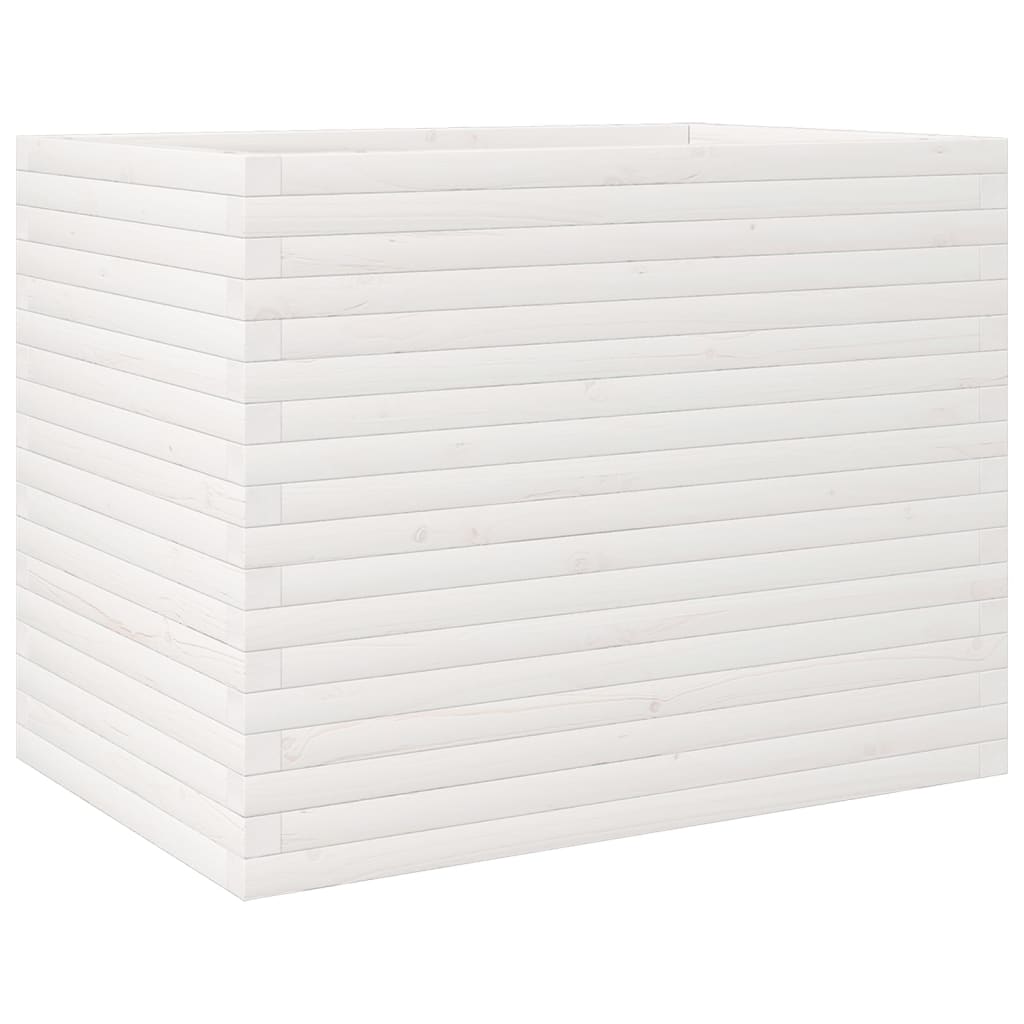 Garden Planter White 90x60x68.5 cm Solid Wood Pine