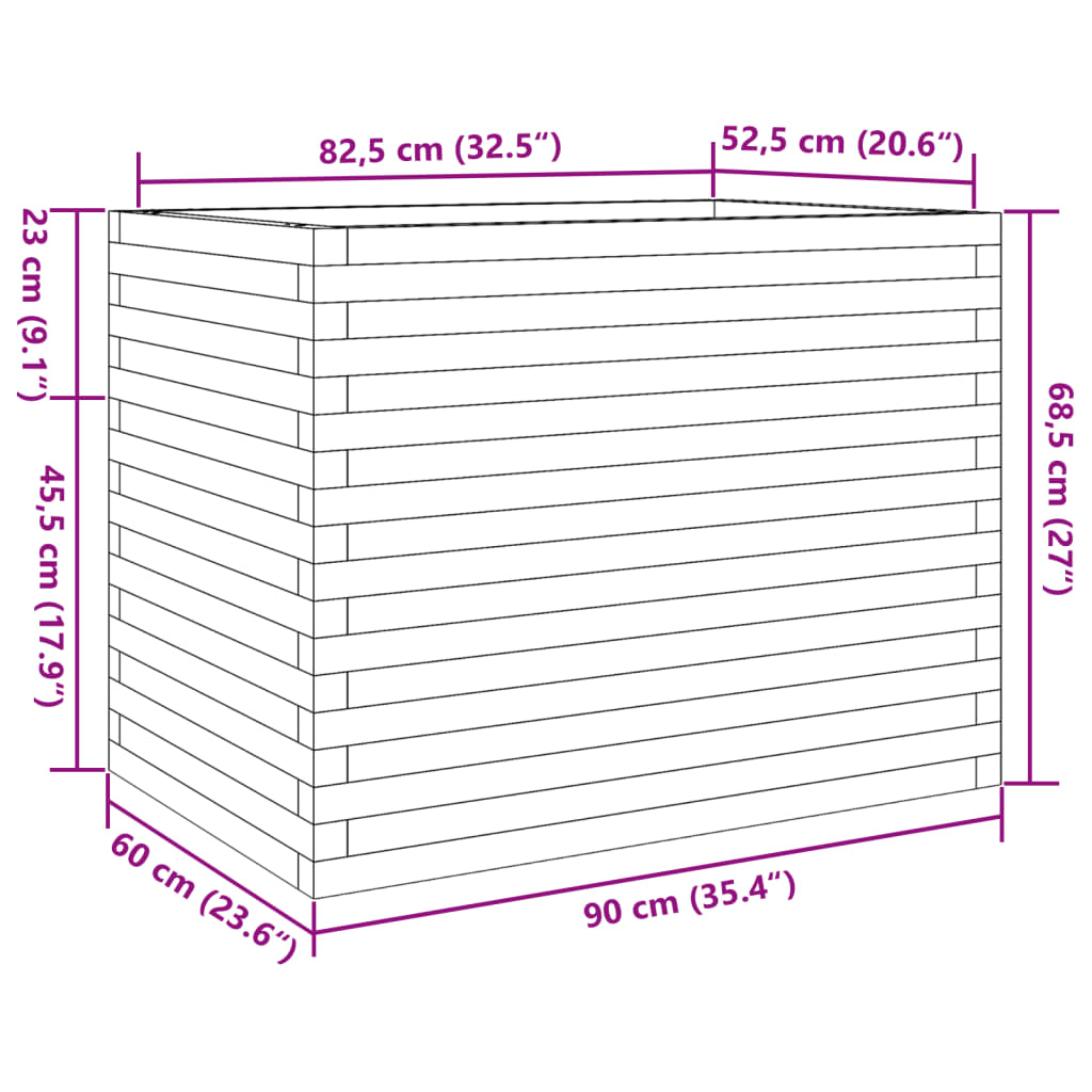 Garden Planter Wax Brown 90x60x68.5 cm Solid Wood Pine