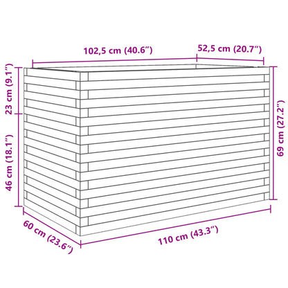 Garden Planter White 110x60x68.5 cm Solid Wood Pine