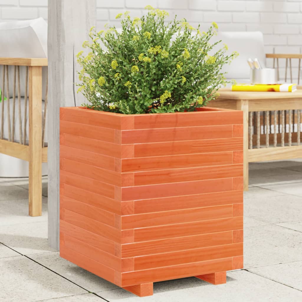 Garden Planter Wax Brown 40x40x49.5 cm Solid Wood Pine