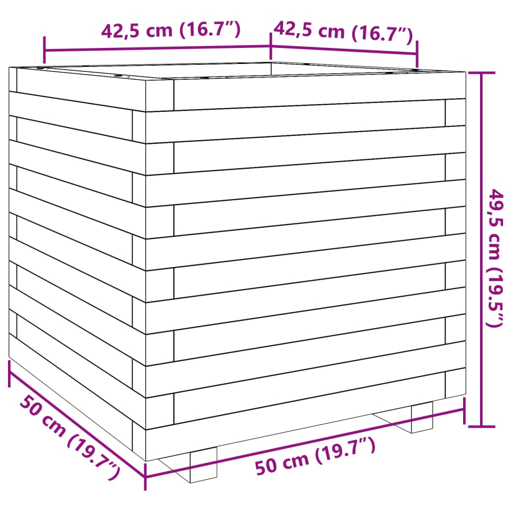 Garden Planter White 50x50x49.5 cm Solid Wood Pine