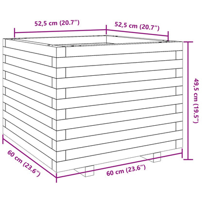 Garden Planter Wax Brown 60x60x49.5 cm Solid Wood Pine