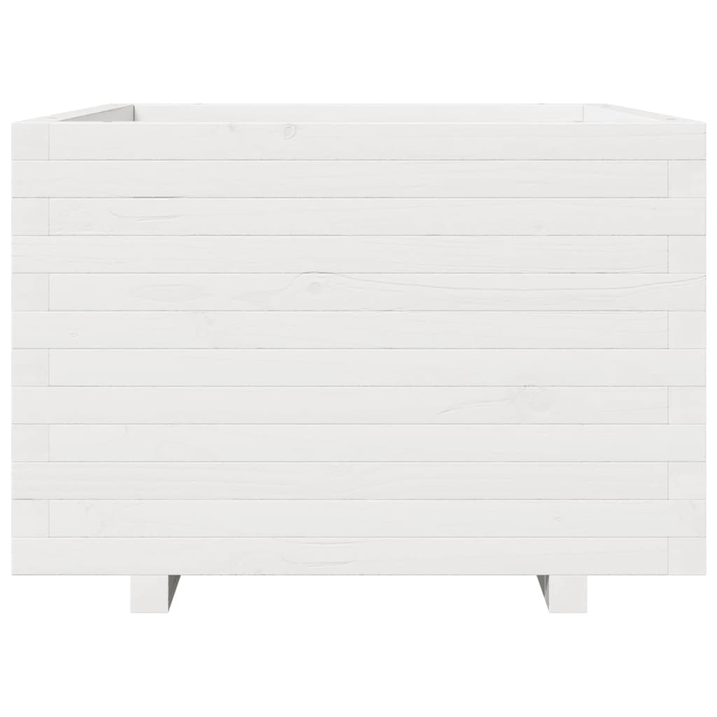 Garden Planter White 70x70x49.5 cm Solid Wood Pine