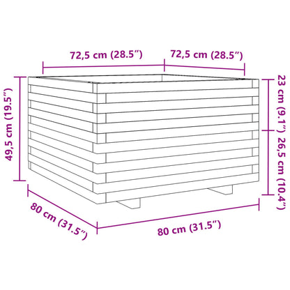 Garden Planter Wax Brown 80x80x49.5 cm Solid Wood Pine