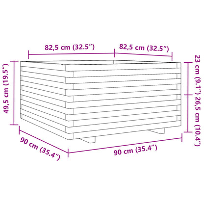 Garden Planter Wax Brown 90x90x49.5 cm Solid Wood Pine