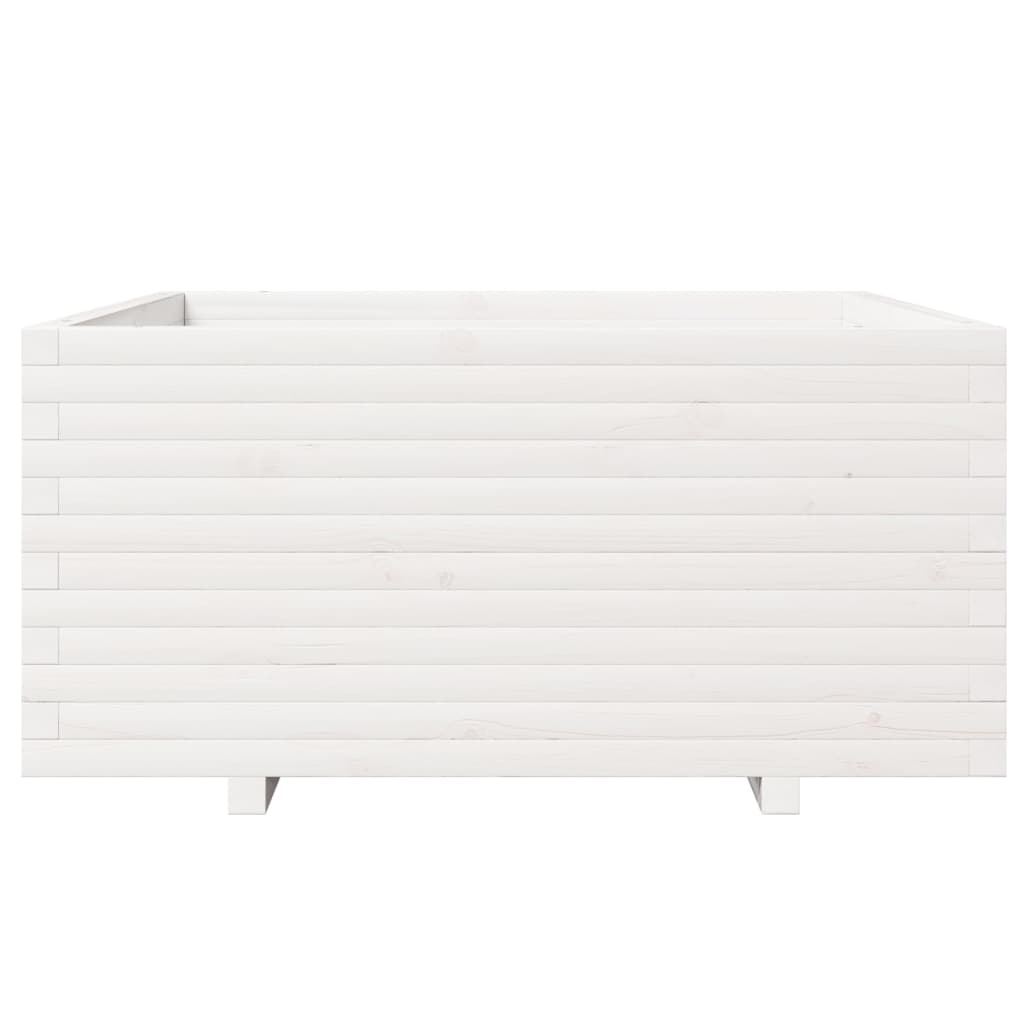 Garden Planter White 100x100x49.5 cm Solid Wood Pine