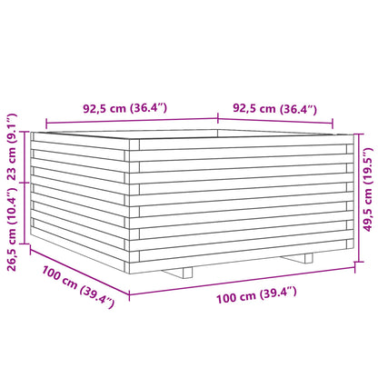 Garden Planter White 100x100x49.5 cm Solid Wood Pine