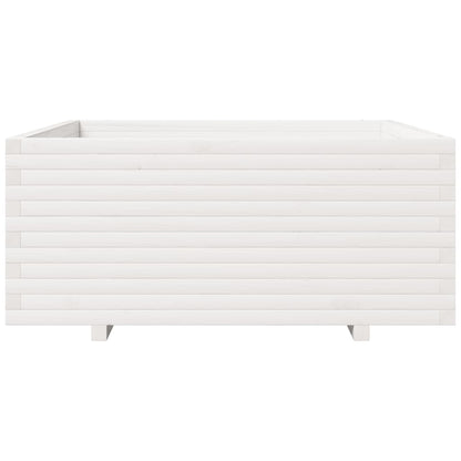 Garden Planter White 110x110x49.5 cm Solid Wood Pine