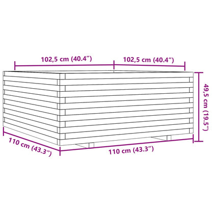Garden Planter Wax Brown 110x110x49.5 cm Solid Wood Pine