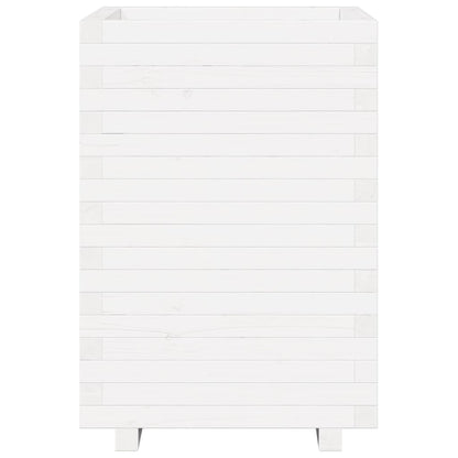 Garden Planter White 50x50x72.5 cm Solid Wood Pine