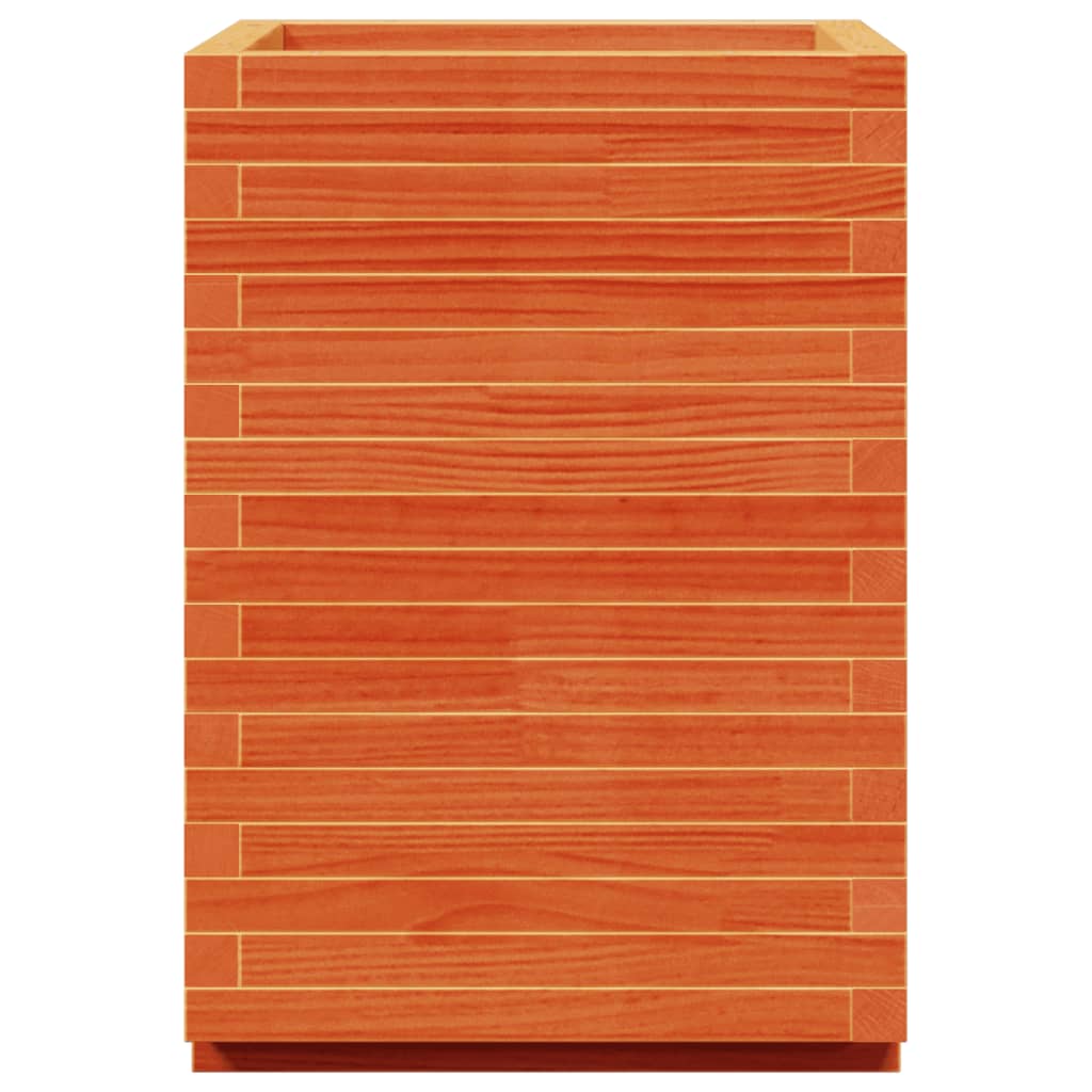 Garden Planter Wax Brown 50x50x72.5 cm Solid Wood Pine