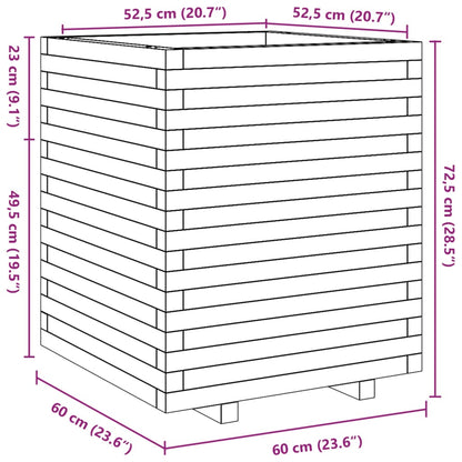 Garden Planter White 60x60x72.5 cm Solid Wood Pine