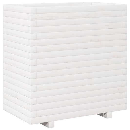 Garden Planter White 70x40x72.5 cm Solid Wood Pine