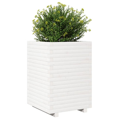 Garden Planter White 50x50x72 cm Solid Wood Pine