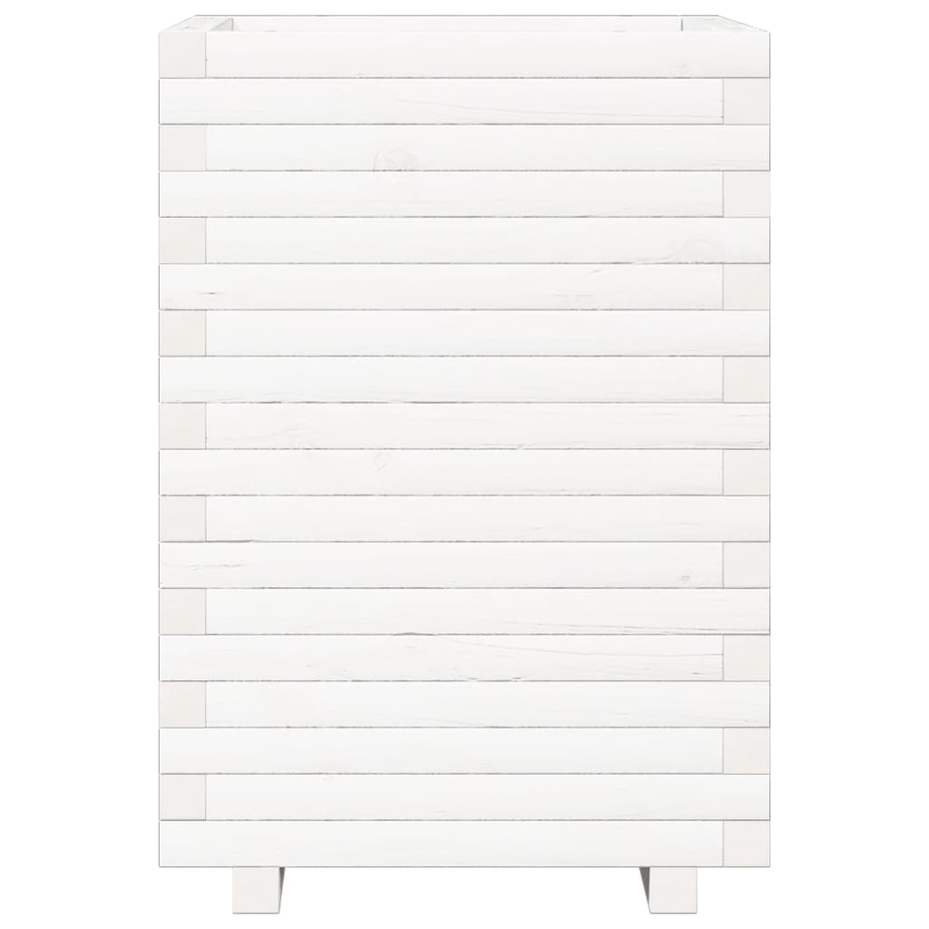Garden Planter White 50x50x72 cm Solid Wood Pine