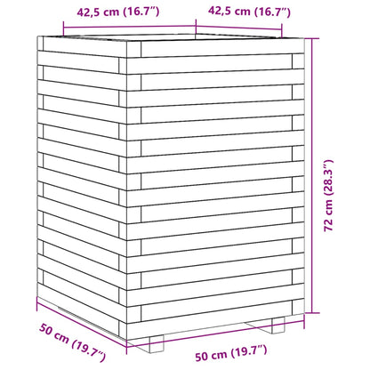 Garden Planter Wax Brown 50x50x72 cm Solid Wood Pine