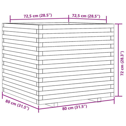 Garden Planter White 80x80x72 cm Solid Wood Pine
