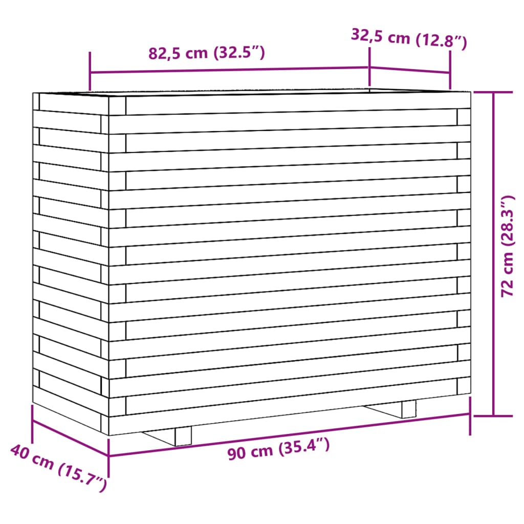 Garden Planter Wax Brown 90x40x72 cm Solid Wood Pine
