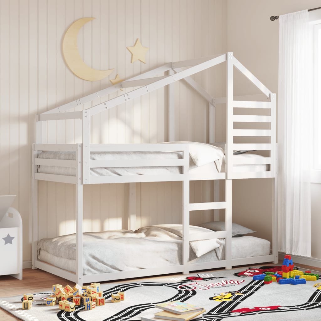 Bunk Bed without Mattress White 90x200 cm Solid Wood Pine