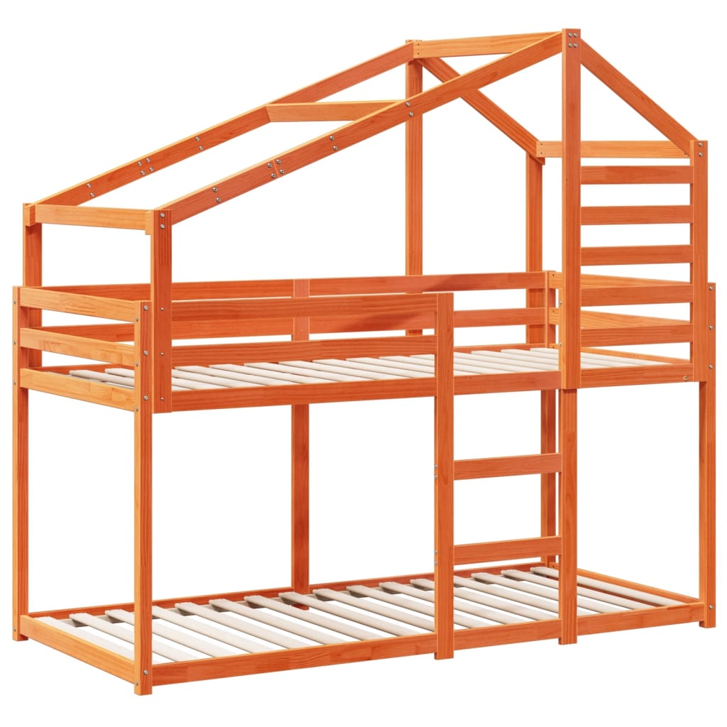 Bunk Bed without Mattress Wax Brown 90x190 cm Single Solid Wood Pine