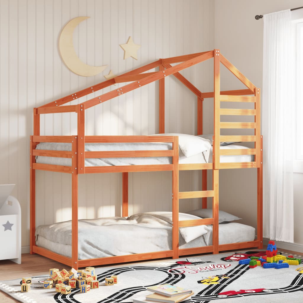 Bunk Bed without Mattress Wax Brown 90x190 cm Single Solid Wood Pine