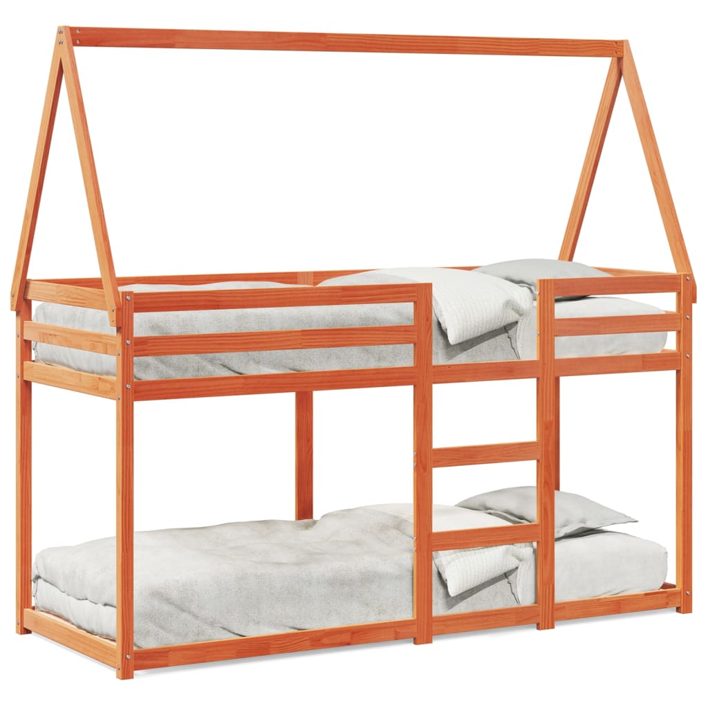 Bunk Bed without Mattress Wax Brown 90x200 cm Solid Wood Pine