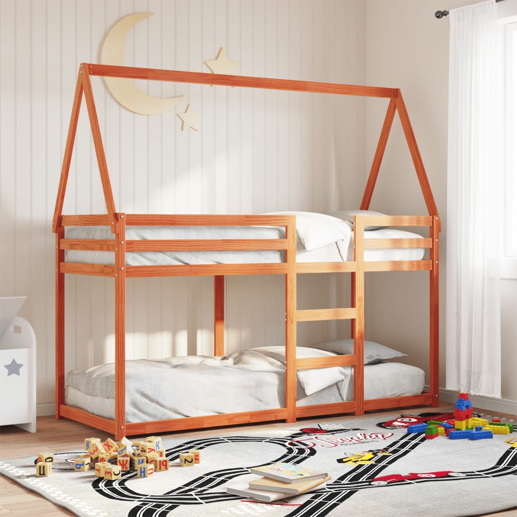 Bunk Bed without Mattress Wax Brown 90x200 cm Solid Wood Pine