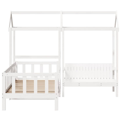 Day Bed and Bench Set with Roof without Mattress White 80x200 cm