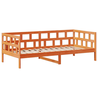 Day Bed Set with Roof without Mattress Wax Brown 90x200 cm