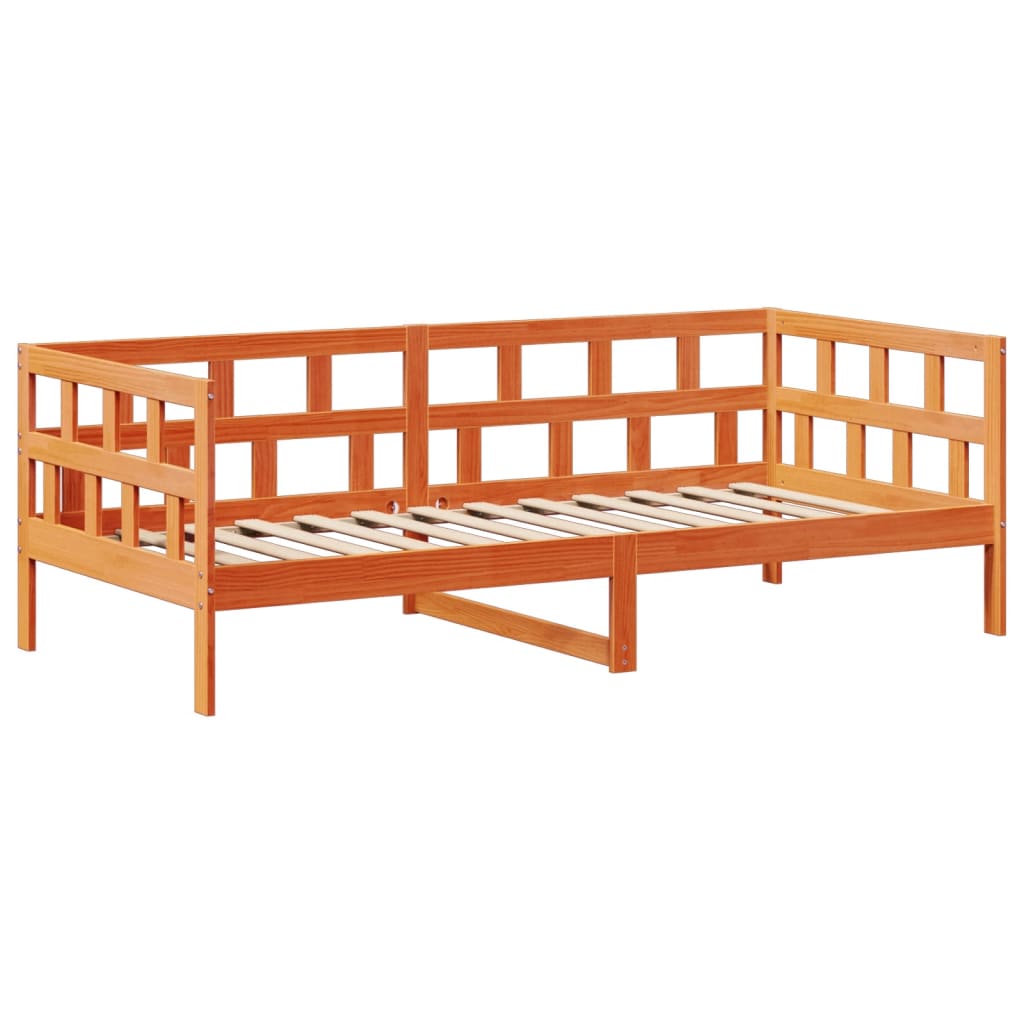 Day Bed Set with Roof without Mattress Wax Brown 80x200 cm