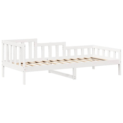 Day Bed and Bench Set with Roof without Mattress White 80x200 cm