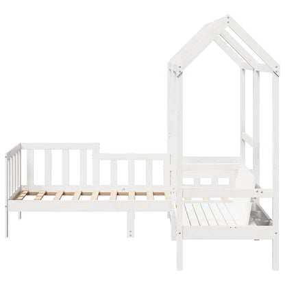 Day Bed and Bench Set with Roof without Mattress White 80x200 cm