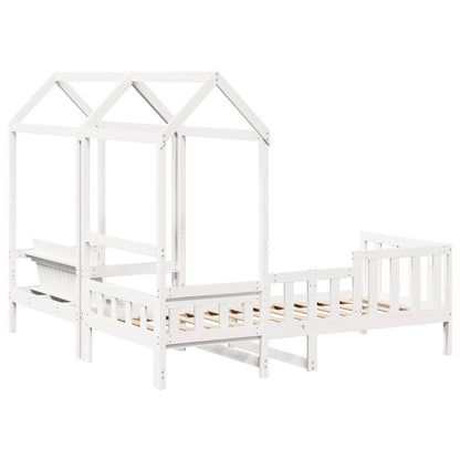 Day Bed and Bench Set with Roof without Mattress White 80x200 cm