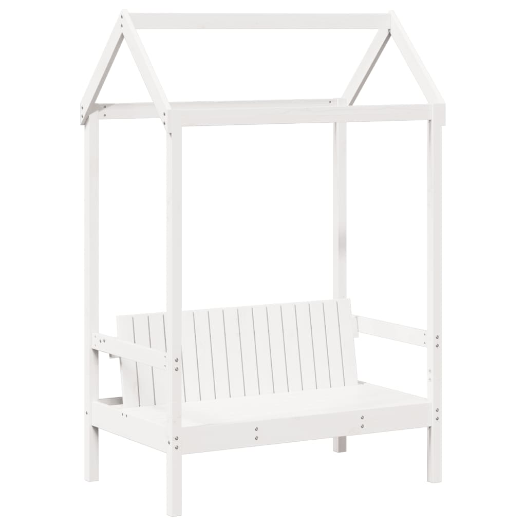 Day Bed and Bench Set with Roof without Mattress White 80x200 cm