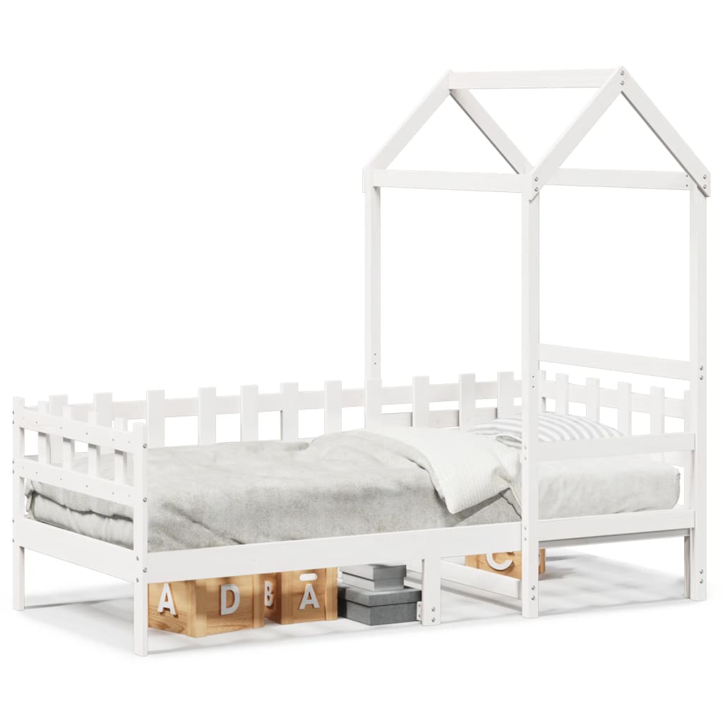 Day Bed with Roof without Mattress White 80x200 cm Solid Wood