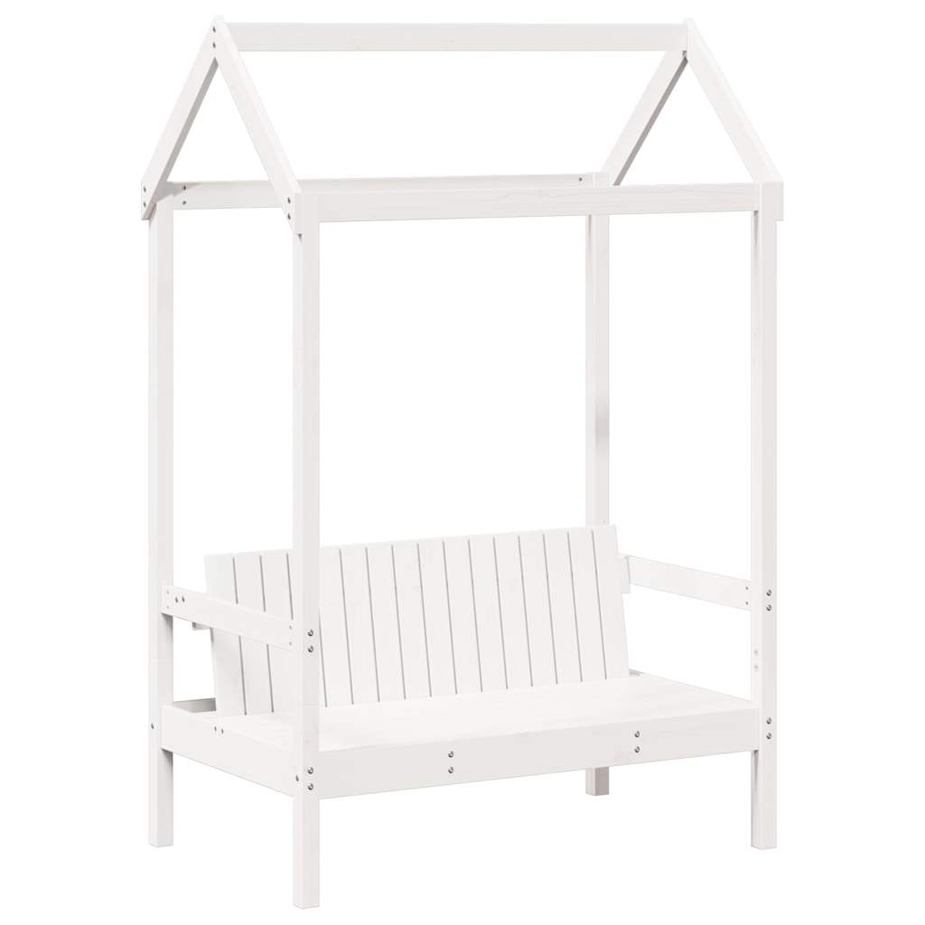 Day Bed and Bench Set with Roof without Mattress White 80x200cm