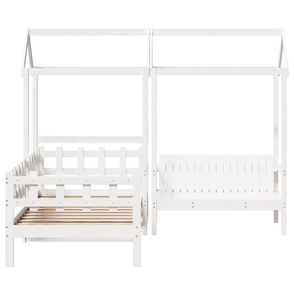 Day Bed and Bench Set with Roof without Mattress White 80x200 cm