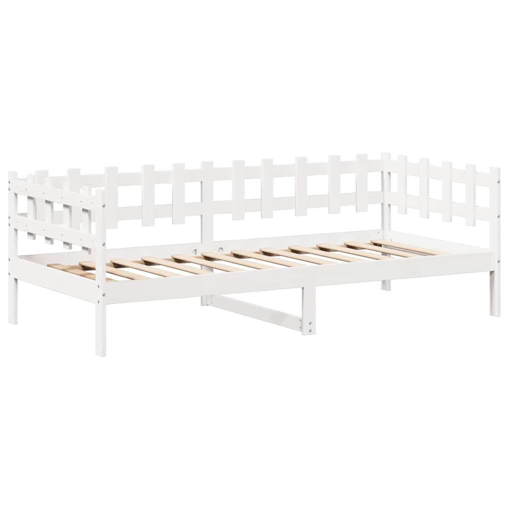 Day Bed and Bench Set with Roof without Mattress White 80x200 cm