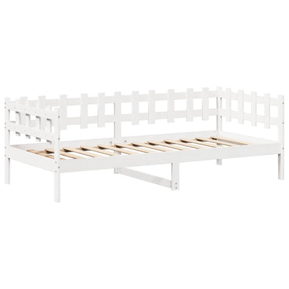 Day Bed and Bench Set with Roof without Mattress White 80x200 cm
