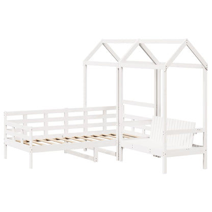 Day Bed and Bench Set with Roof without Mattress White 80x200 cm