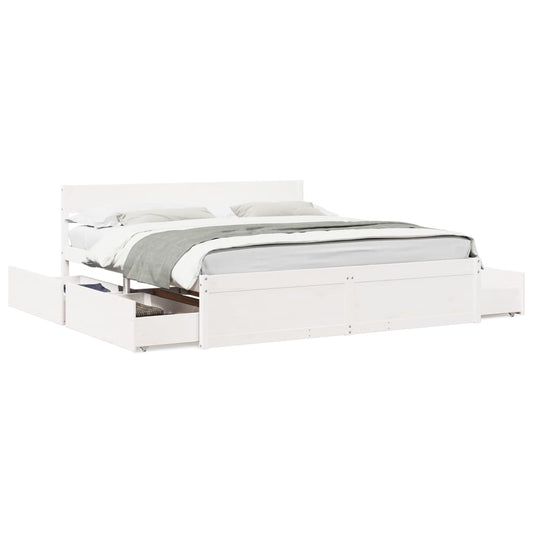Bed Frame without Mattress White 200x200 cm Solid Wood Pine